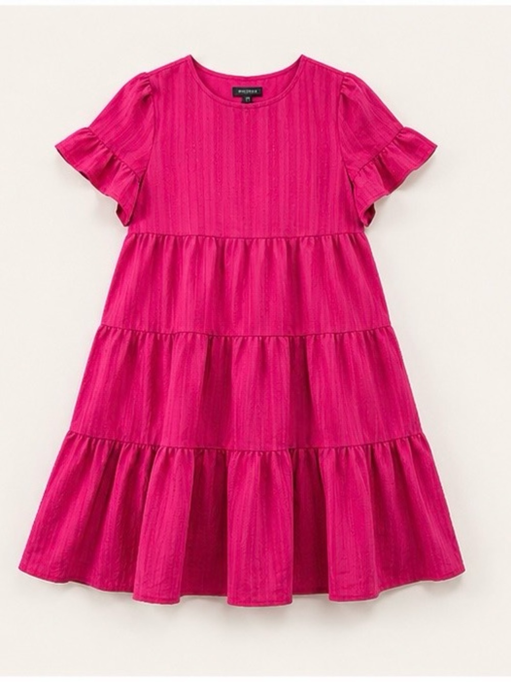 SHEIN  Pink Tiered Babydoll Short Sleeve Dress L